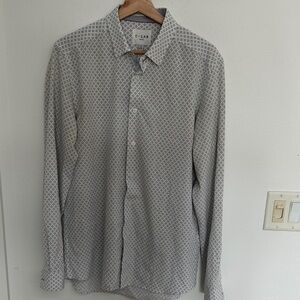 C-Lab NYC Gray Patterned Men's Button Down Shirt sz 16. 34/35. Large slim fit
